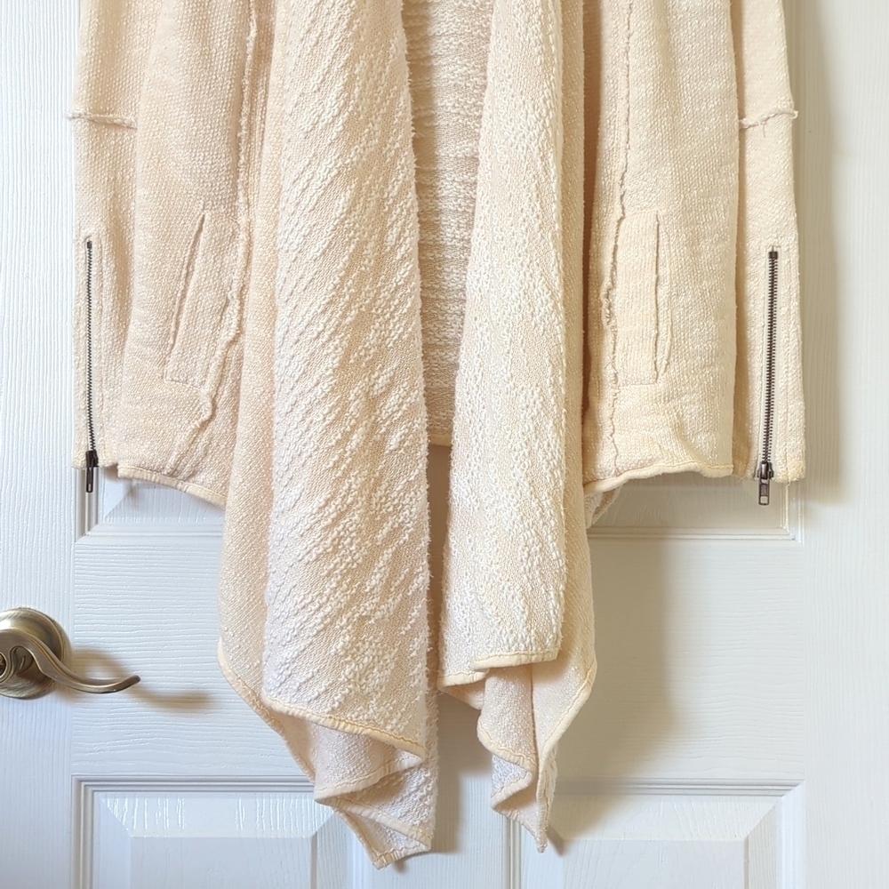 Free People In The Loop Boho Draped Open Front Knit Cardigan Sweater Cream XS - Picture 7 of 12